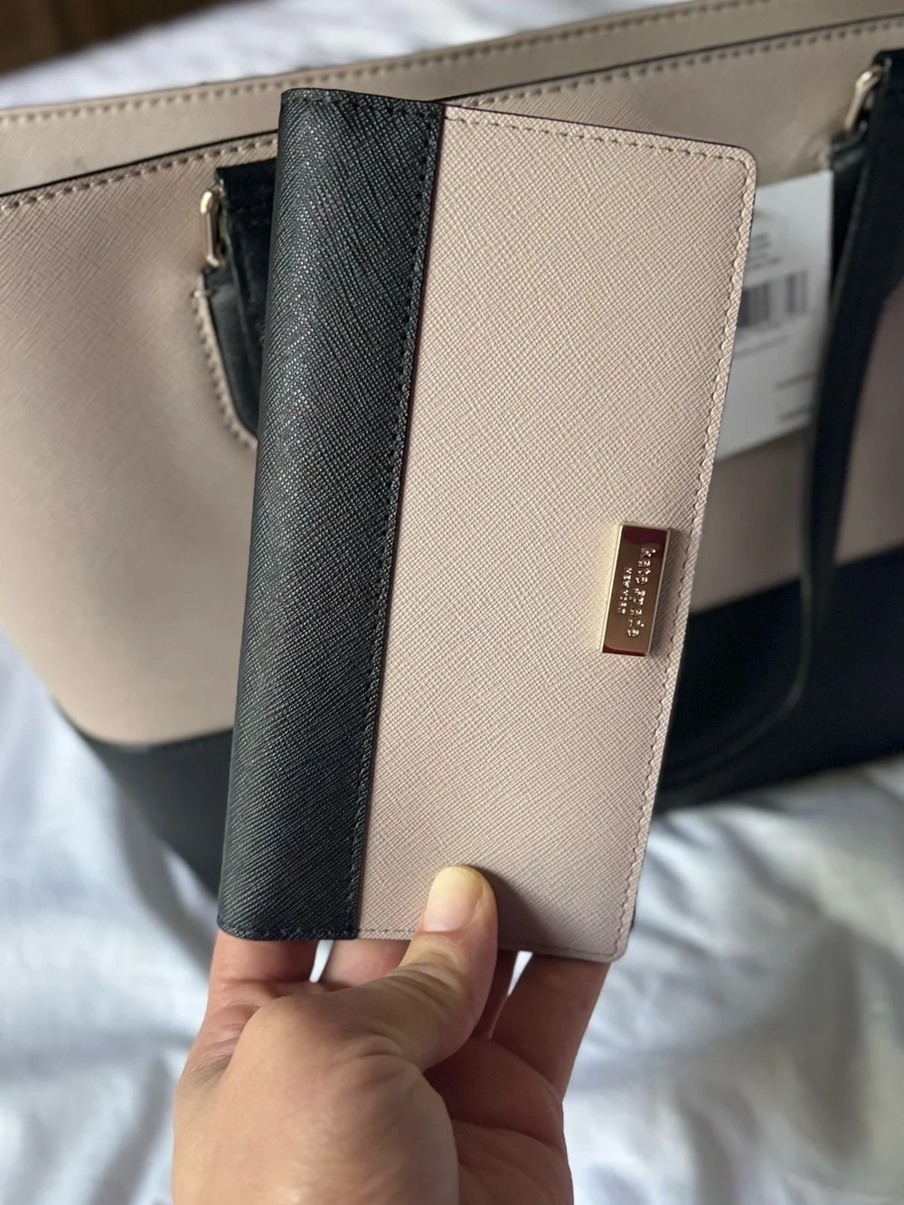 kate spade Beige and Black Two-Tone Tote with Matching Wallet